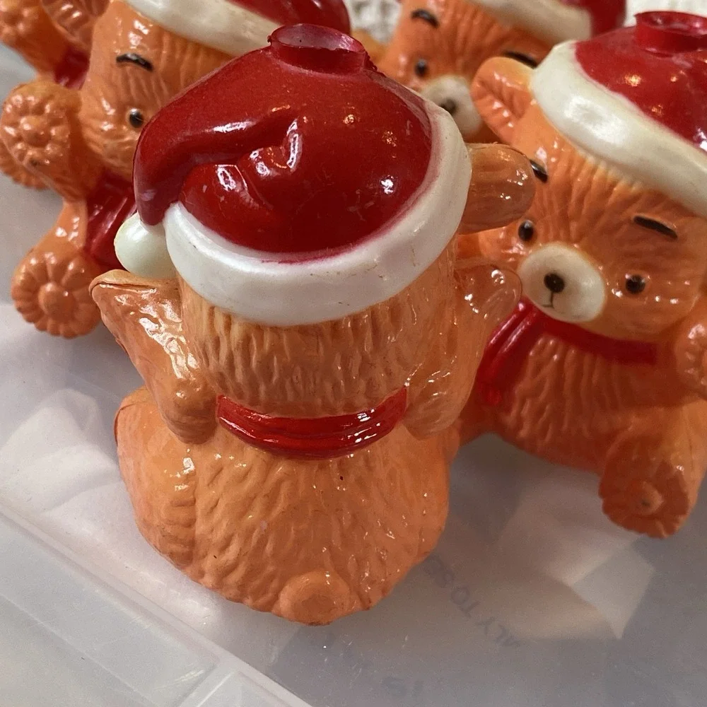 Vintage Christmas Teddy Bear Blow Mold Light Covers 3